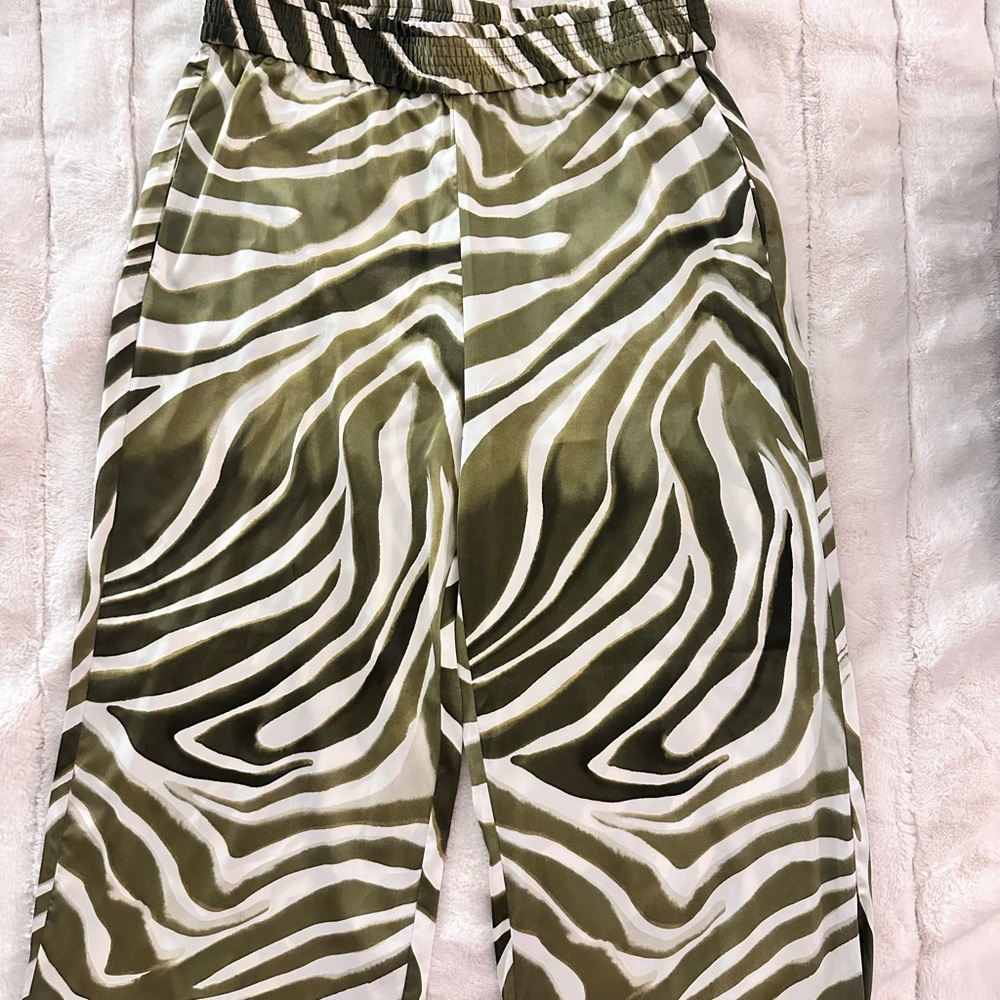 Green Zebra Print Pants